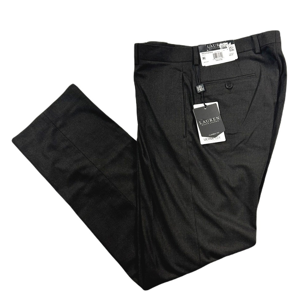 LRL Ralph Lauren Brown‎ Dress Pants Mens 33x32 Classic-Fit UltraFlex Stretch NEW